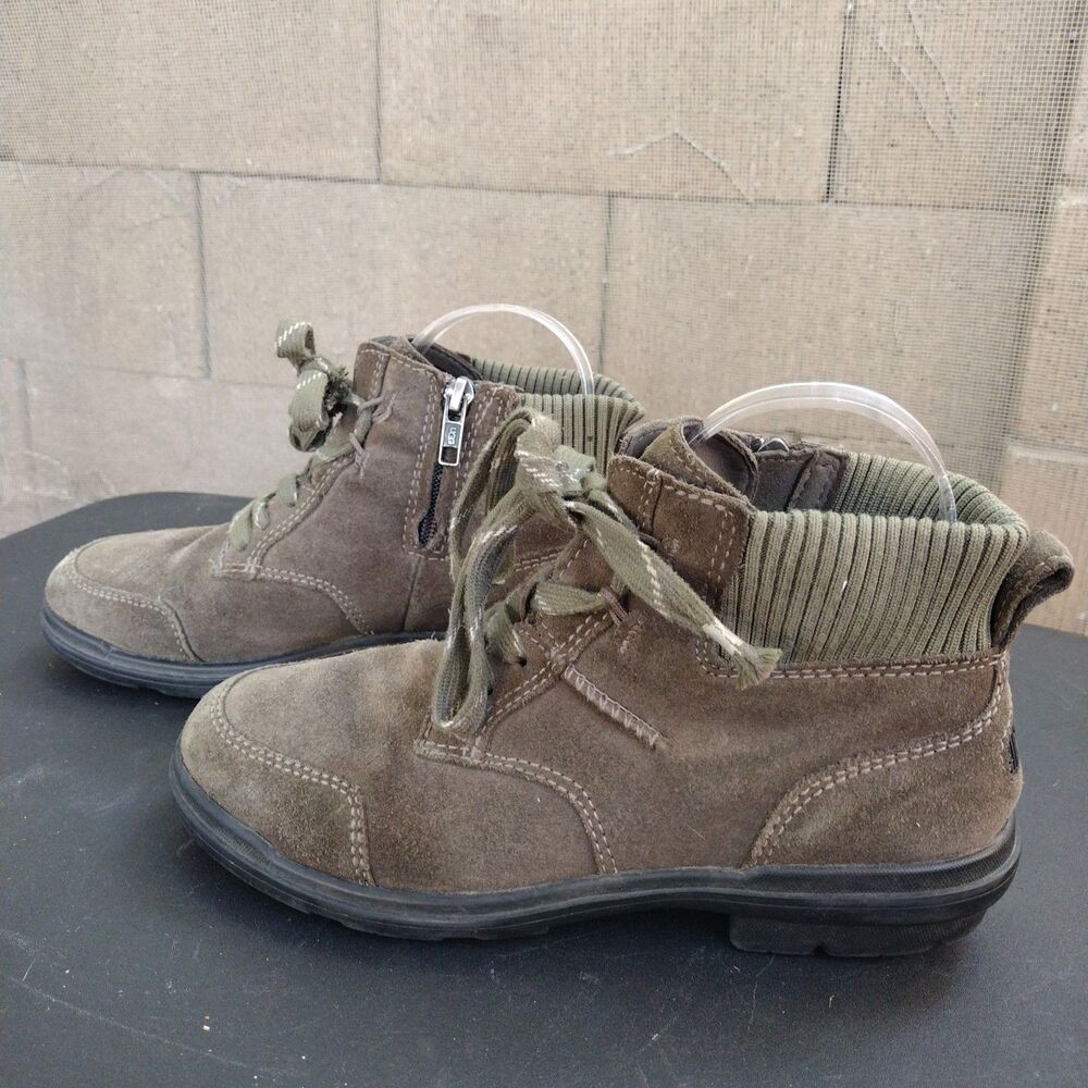 Ugg Hiking Boots Hapsburg Womens Size 6 Green Lace Up & Zip Casual Suede